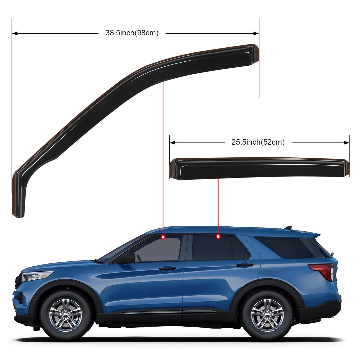 4pcs Rain Guards Ford For Explorer 2020 2021 2022 2023 2024