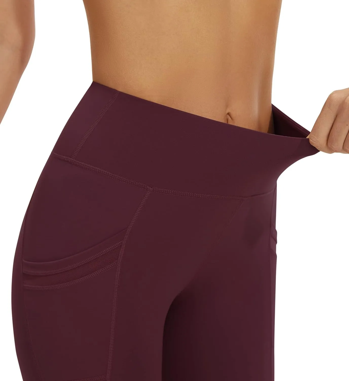 AFITNE Womens High Waist Mesh Yoga Leggings with Side Pockets, Tummy Control Workout Squat-Proof Yoga Pants