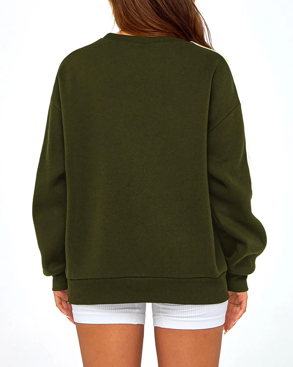 Amkoyam Womens Oversized Sweatshirts 2024 Casual Fall Crew Neck Color Block Long Sleeve Loose Pullover Top Y2K Clothes