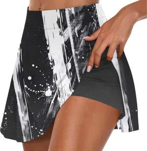 Beach Skirts for Women Sports Floral Summer Boho Skirts Elastic Waist Running Workout Quick Dry Vacation Skort