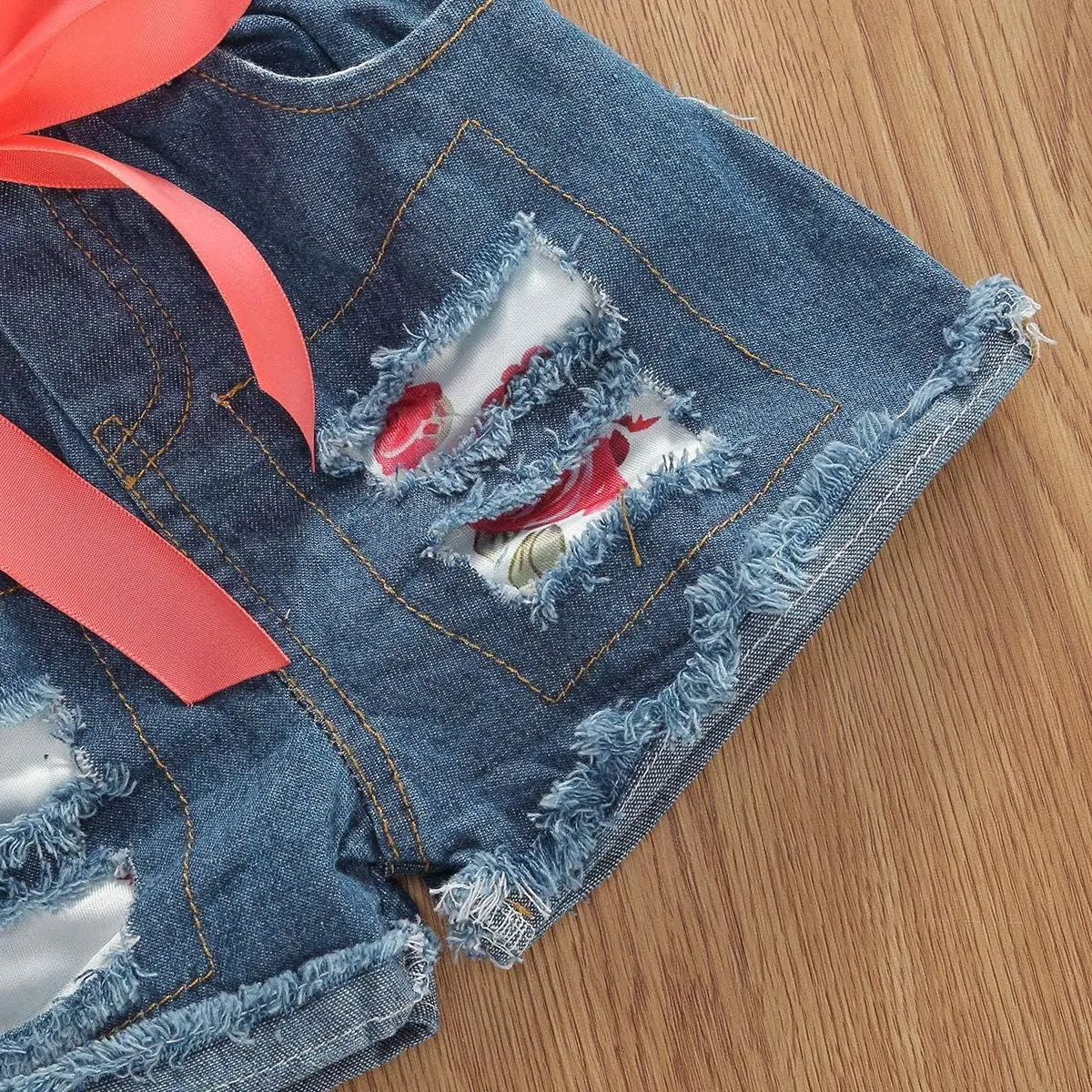 Bmnmsl Baby Toddler Girls Floral Short Sleeve Tops T-Shirt Vest & Denim Shorts Set Kids 1T 2T 3T 4T 5T Clothes Summer Outfits