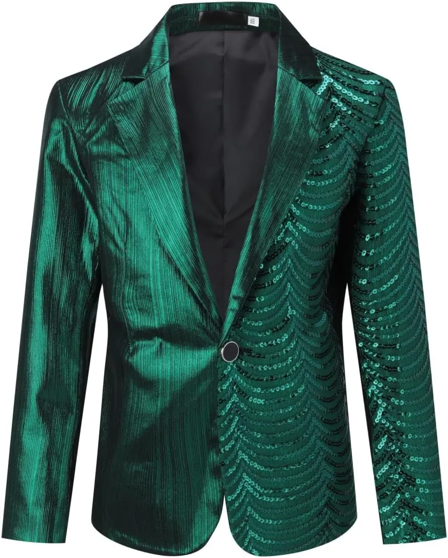Boyland Boys 2 Pieces Suits Tuxedo Suit Shiny Sequins Peak Lapel Slim Fit Jacket Pants Party Performance
