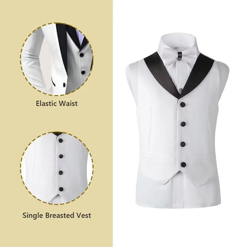 Boys Suit 3 Piece Ring Bearer Suit Boys Formal Jacket Vest Pants Suits Wedding Outfit for Party Prom Suit