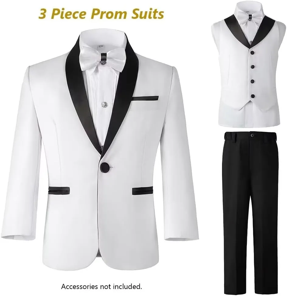 Boys Suit 3 Piece Ring Bearer Suit Boys Formal Jacket Vest Pants Suits Wedding Outfit for Party Prom Suit