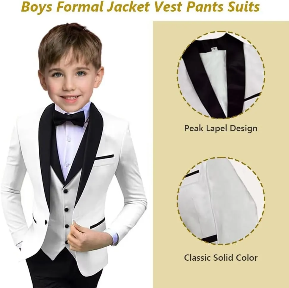 Boys Suit 3 Piece Ring Bearer Suit Boys Formal Jacket Vest Pants Suits Wedding Outfit for Party Prom Suit