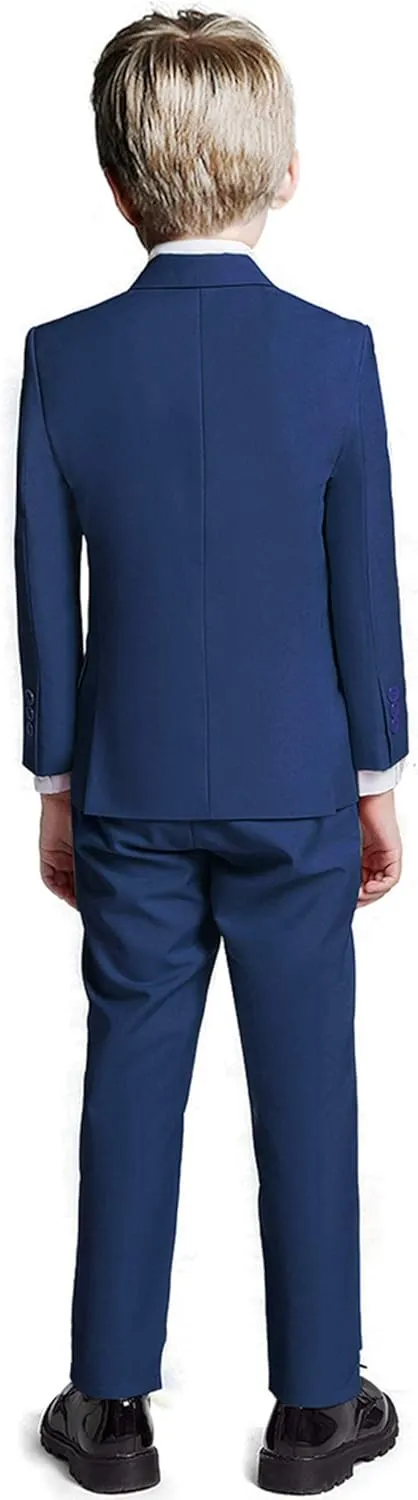 Boys Suit 5 Piece Kids Party Tuxedo Blazer Vest and Pants Set with Tie for Boy Formal