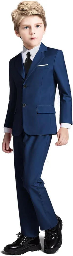 Boys Suit 5 Piece Kids Party Tuxedo Blazer Vest and Pants Set with Tie for Boy Formal