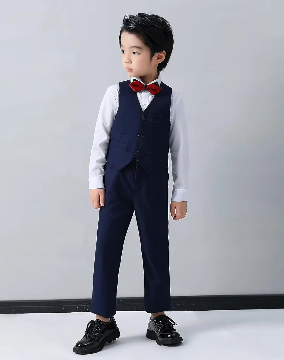 Boys Suit Formal Kids Wedding Outfit 3 Piece Slim Fit Boys Suit Vest Pants Shirt Set with Tie