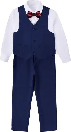 Boys Suit Formal Kids Wedding Outfit 3 Piece Slim Fit Boys Suit Vest Pants Shirt Set with Tie