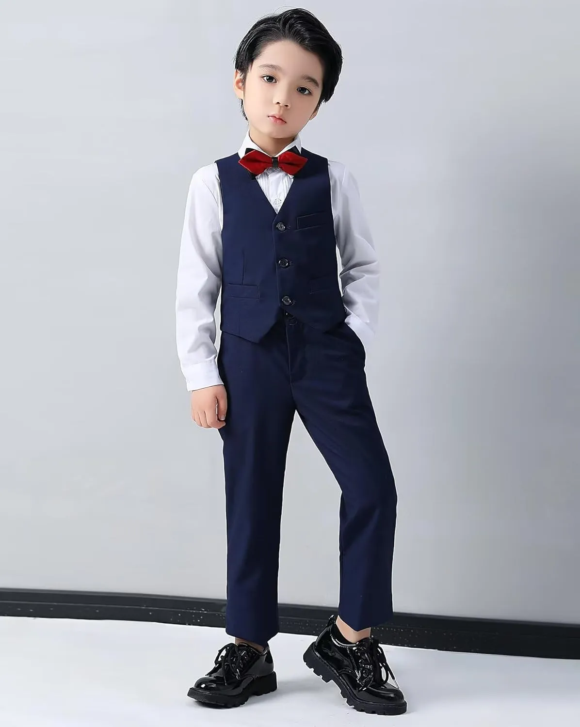 Boys Suit Formal Kids Wedding Outfit 3 Piece Slim Fit Boys Suit Vest Pants Shirt Set with Tie