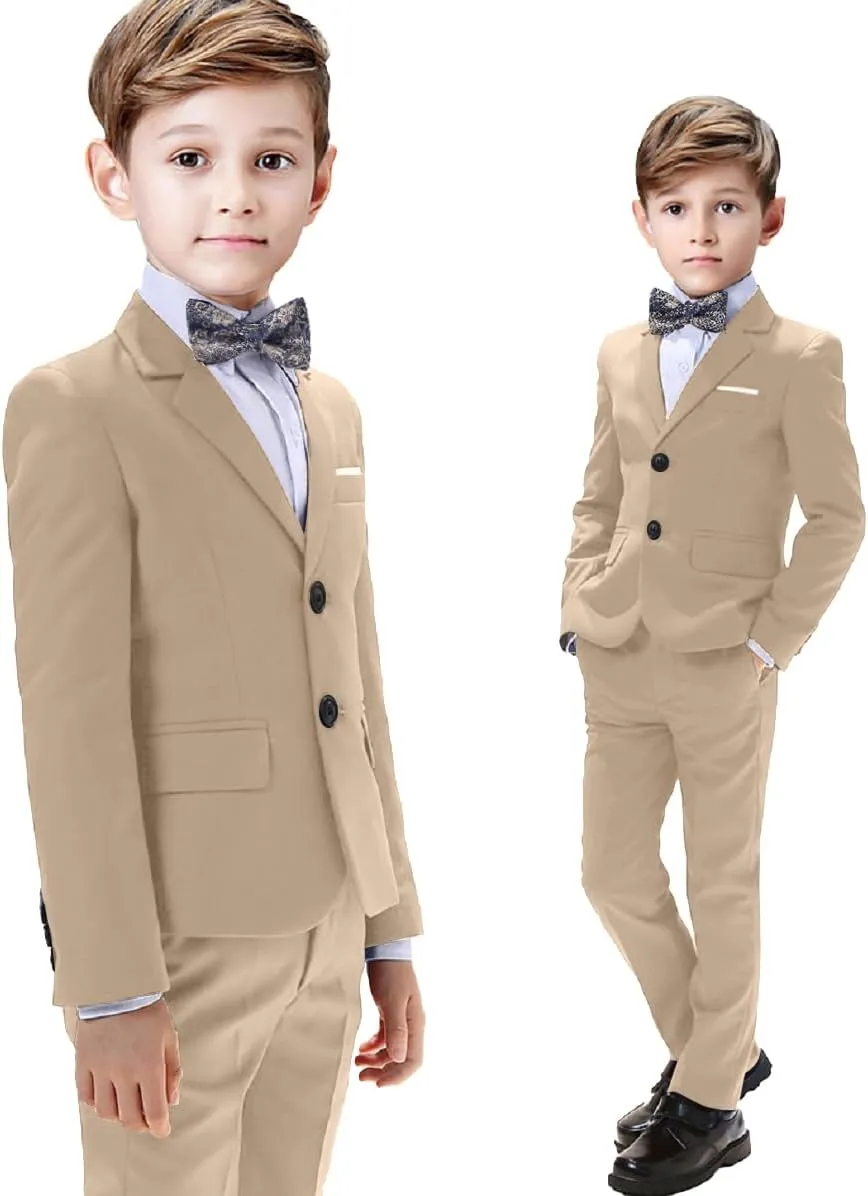 Boys Suits 5 Pieces Slim Fit Blazer Pants Black Blue Outfit Suit for Wedding