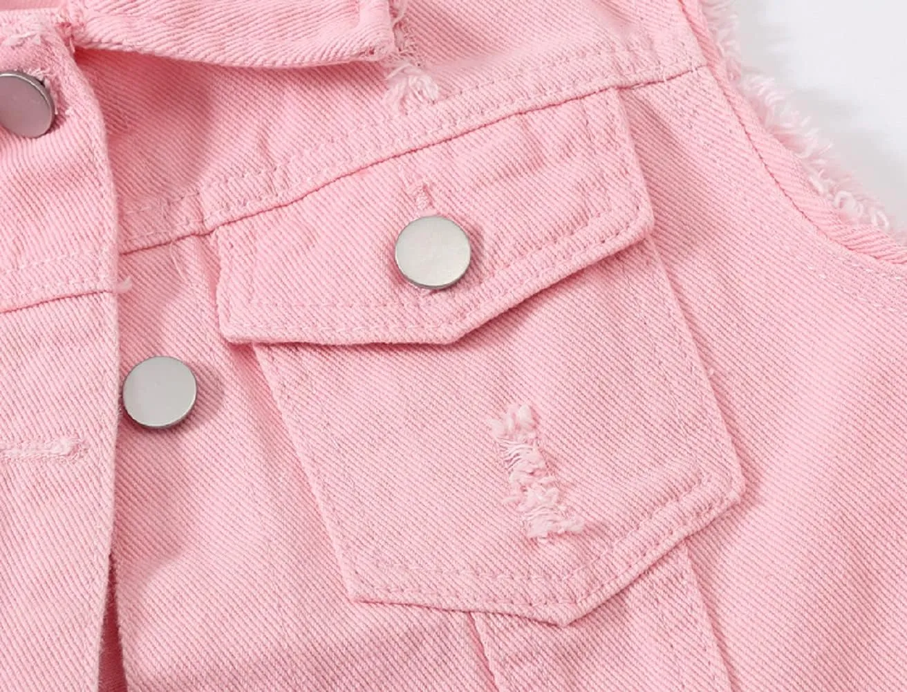 CHARTOU Women's Ripped Lapel Collar Button Up Sleeveless Frayed Denim Vest Jacket
