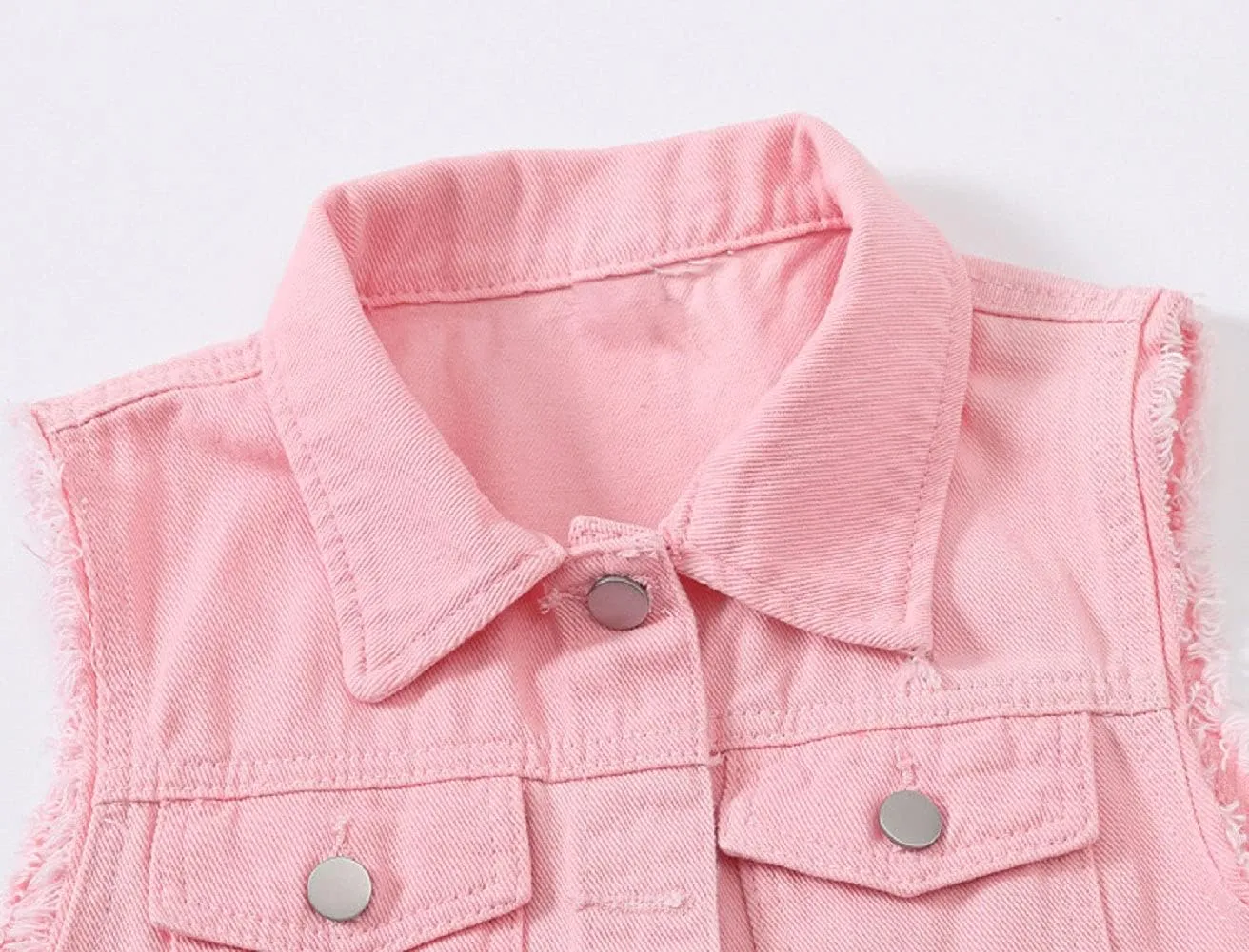 CHARTOU Women's Ripped Lapel Collar Button Up Sleeveless Frayed Denim Vest Jacket