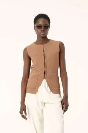 Cora Knit Vest Camel