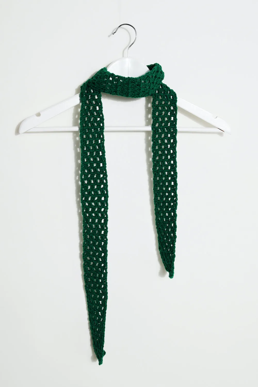 Crocheted mini scarf green