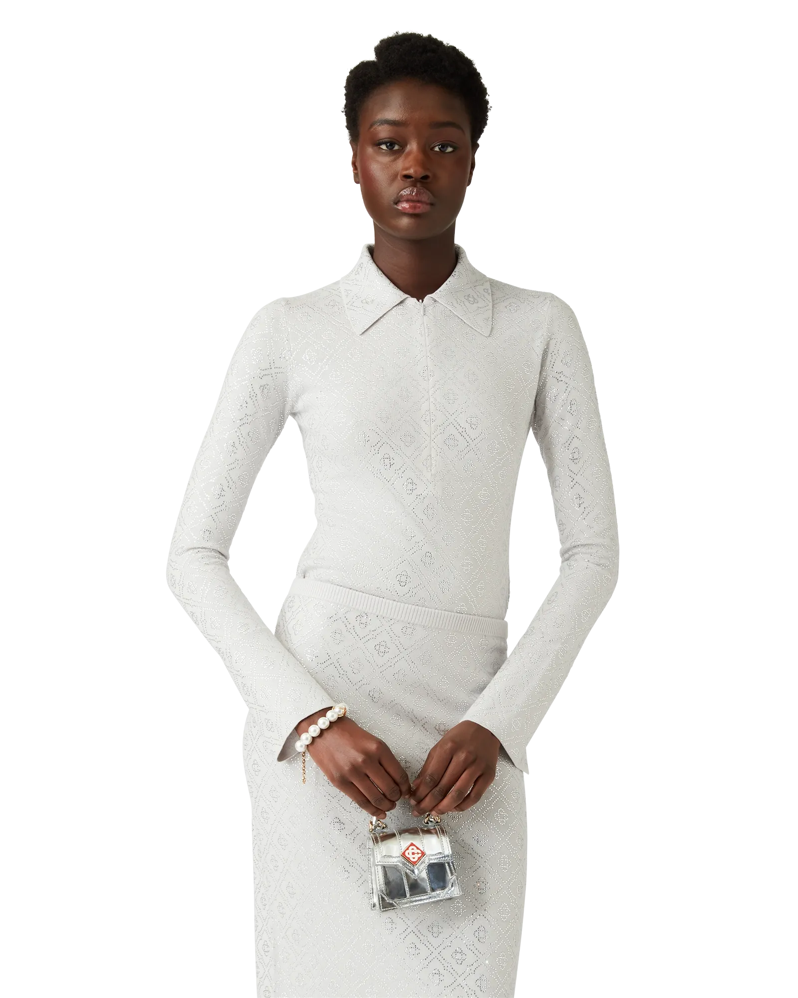 Crystal Monogram Knit Bodysuit