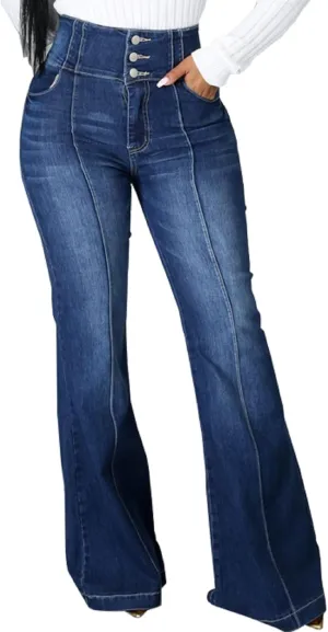 CuteCherry Bell Bottom Jeans for Women Ripped Skinny Bell Bottom Raw Hem Denim Pants