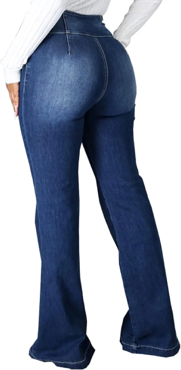 CuteCherry Bell Bottom Jeans for Women Ripped Skinny Bell Bottom Raw Hem Denim Pants