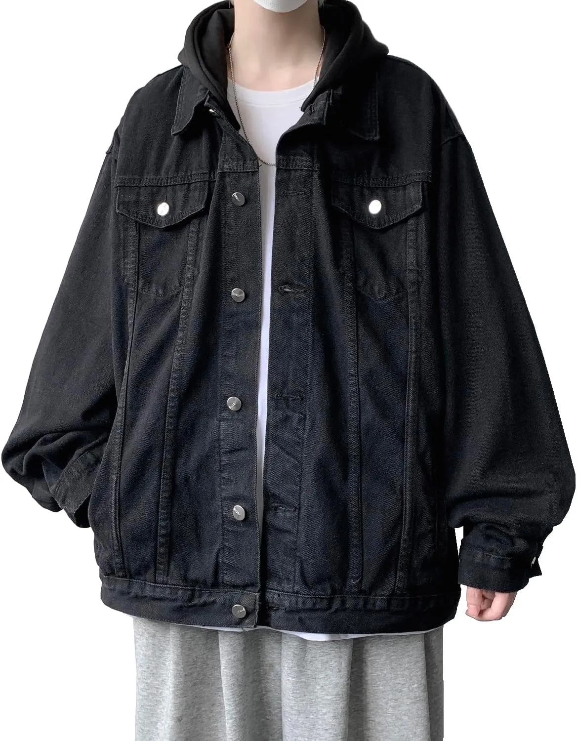 DAVID.ANN Men's Trucker Coat Denim Jacket with Hood