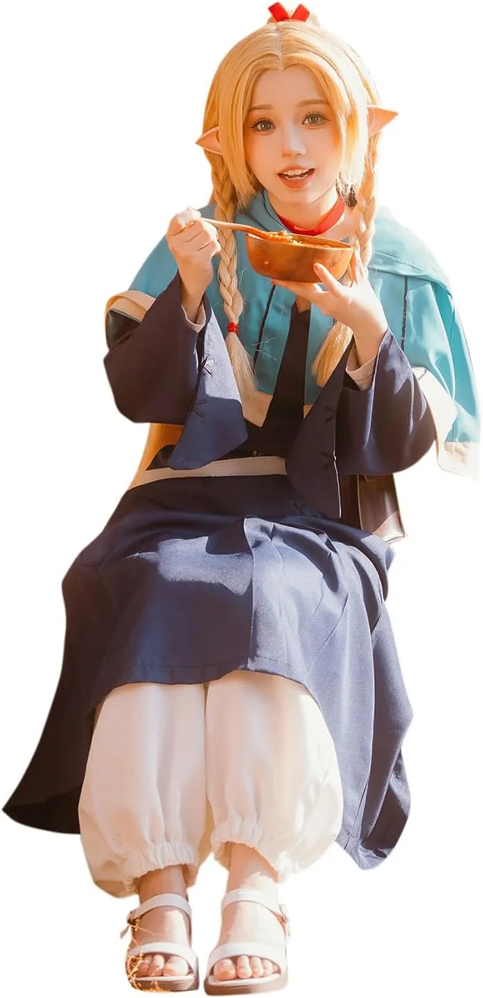 Delicious in Dungeon Cosplay Marcille Outfit Dress Anime Dungeon Meshi Costume Cloak