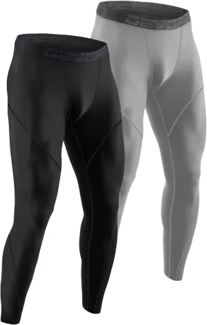DEVOPS 2 or 3 Pack Men's Thermal Compression Pants, Athletic Leggings Base Layer Bottoms