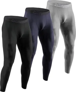 DEVOPS 2 or 3 Pack Men's Thermal Compression Pants, Athletic Leggings Base Layer Bottoms