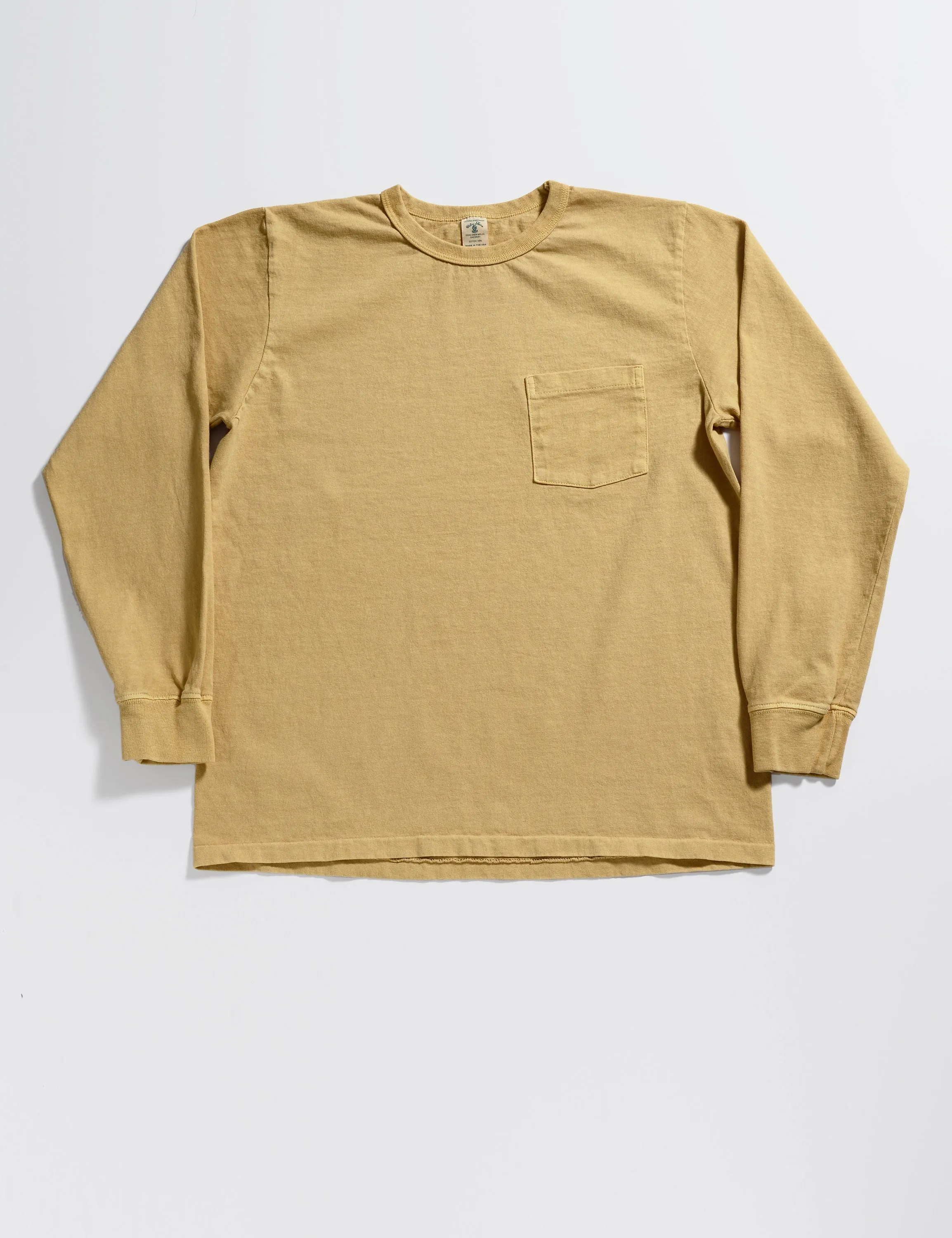 FINAL SALE: Pigment-Dyed Pocket Long Sleeve Tee in Ochre
