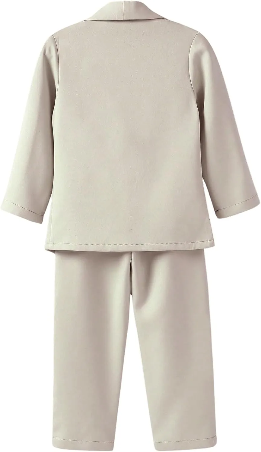 Floerns baby-girls 3 Piece Outfits Solid Cami Top and Shawl Collar Coat with Pants Blazer Sets