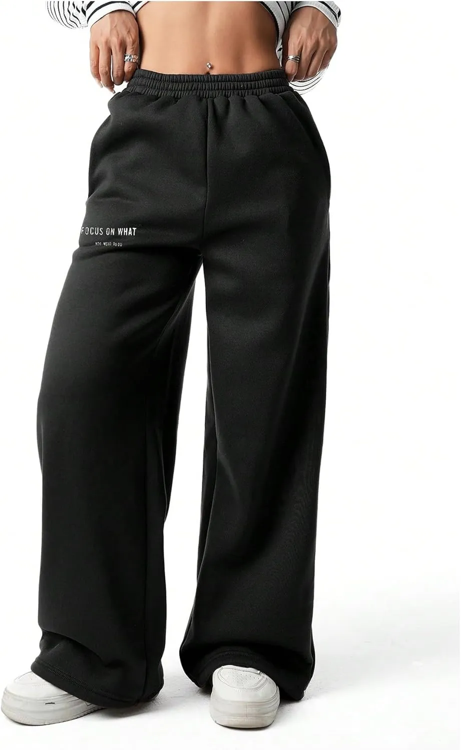Girl's Baggy Pants Elastic High Waist Wide Leg Sweatpants Casual Joggers Long Pants Trousers Trendy