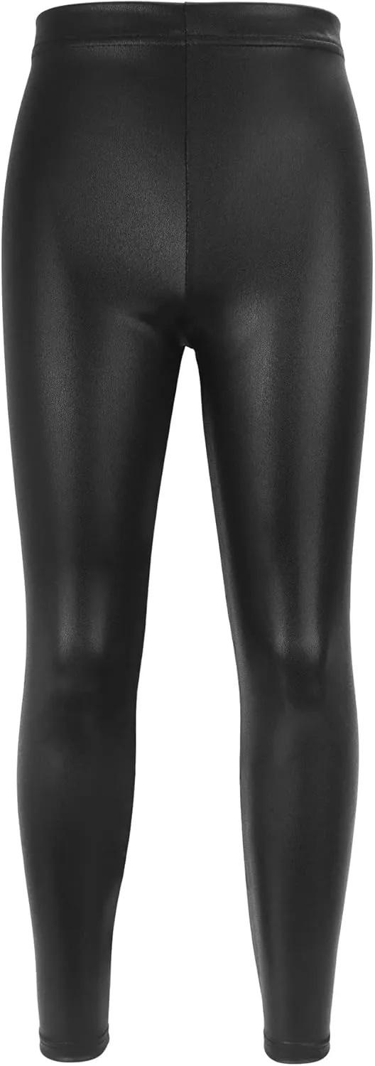 Girl's Metallic Mystique Leggings 80s Outfit for Girls neon Glitter Sequin Pants Glitter Tights
