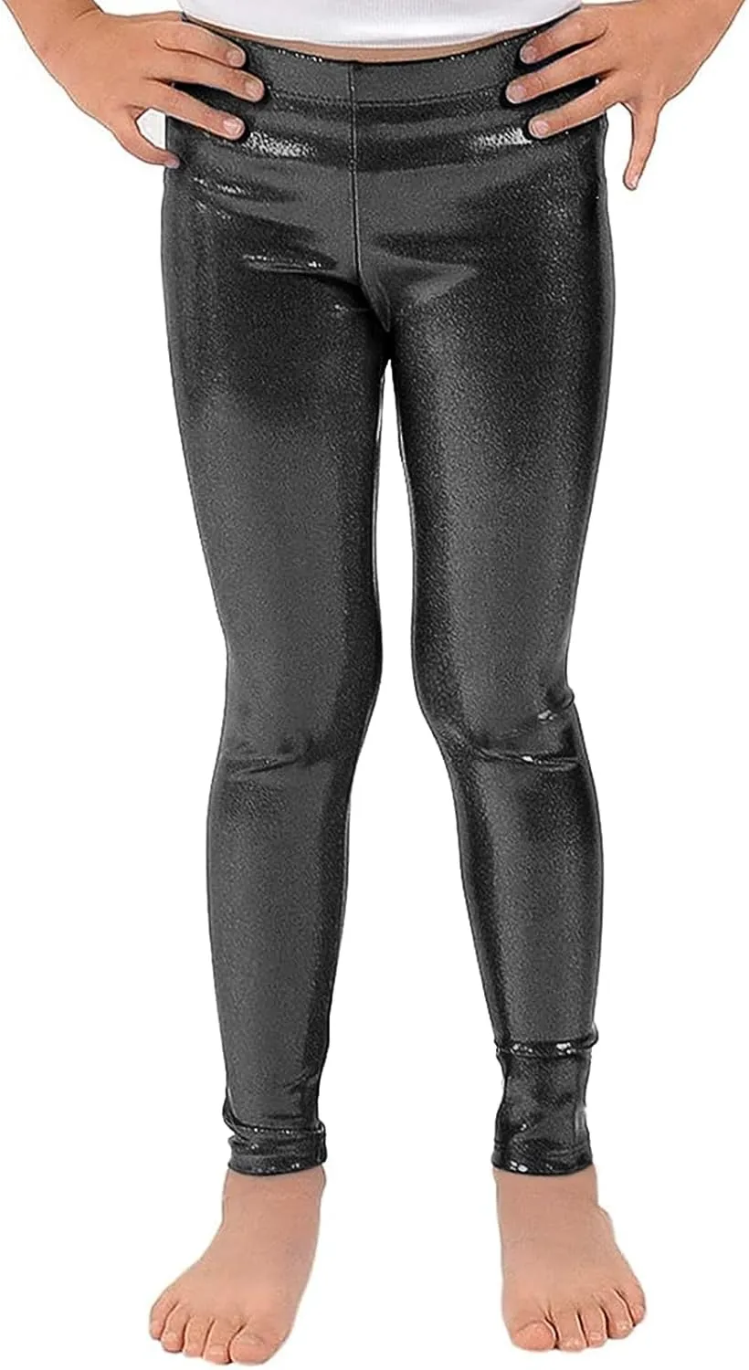 Girl's Metallic Mystique Leggings 80s Outfit for Girls neon Glitter Sequin Pants Glitter Tights