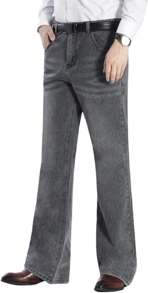 HAORUN Men Bell Bottom Jeans Slim Fit Flared Denim Pants 60s 70s Retro Trousers