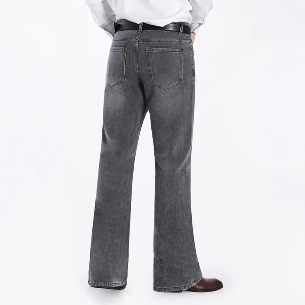 HAORUN Men Bell Bottom Jeans Slim Fit Flared Denim Pants 60s 70s Retro Trousers