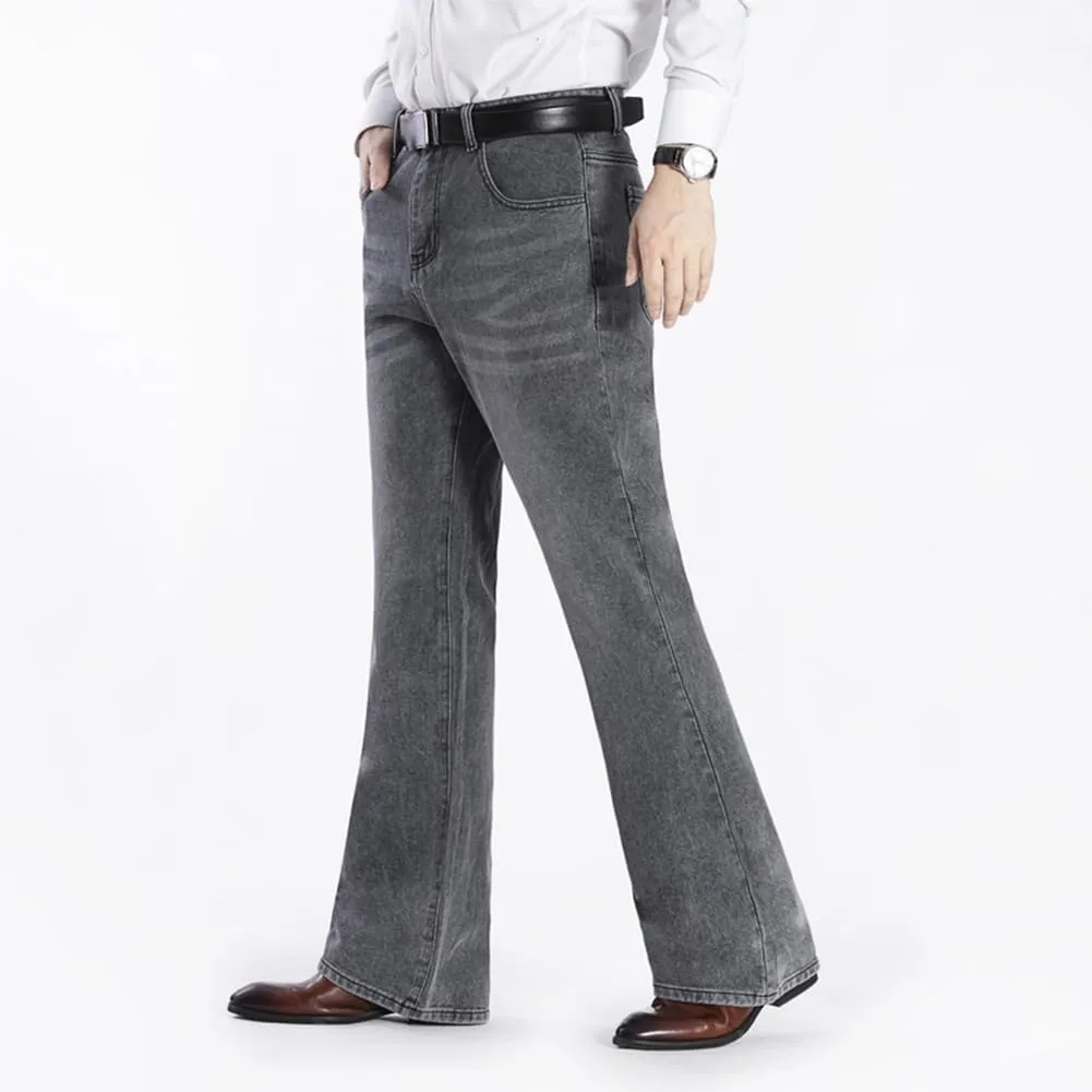 HAORUN Men Bell Bottom Jeans Slim Fit Flared Denim Pants 60s 70s Retro Trousers