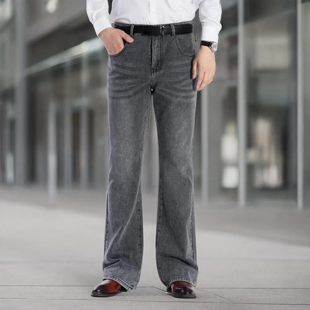 HAORUN Men Bell Bottom Jeans Slim Fit Flared Denim Pants 60s 70s Retro Trousers