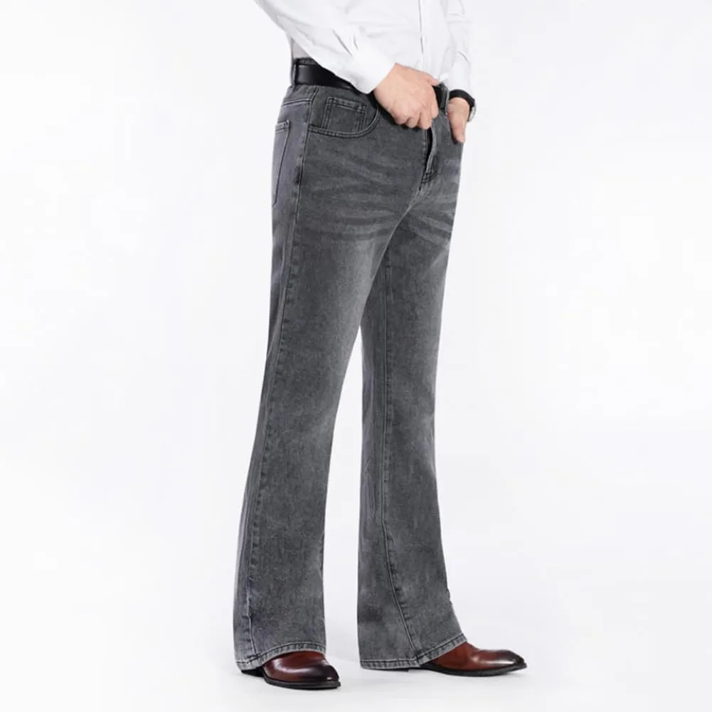 HAORUN Men Bell Bottom Jeans Slim Fit Flared Denim Pants 60s 70s Retro Trousers