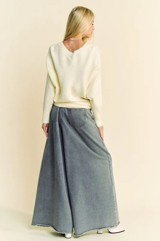 Hazel Blues® |  Davi & Dani Round Neck Batwing Sleeve Sweater