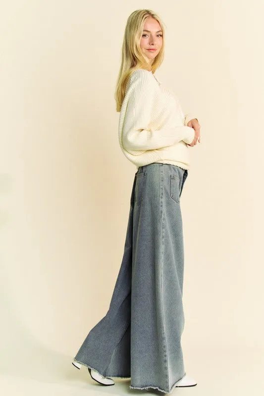 Hazel Blues® |  Davi & Dani Round Neck Batwing Sleeve Sweater