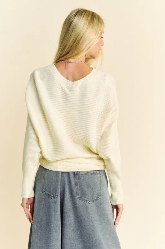 Hazel Blues® |  Davi & Dani Round Neck Batwing Sleeve Sweater