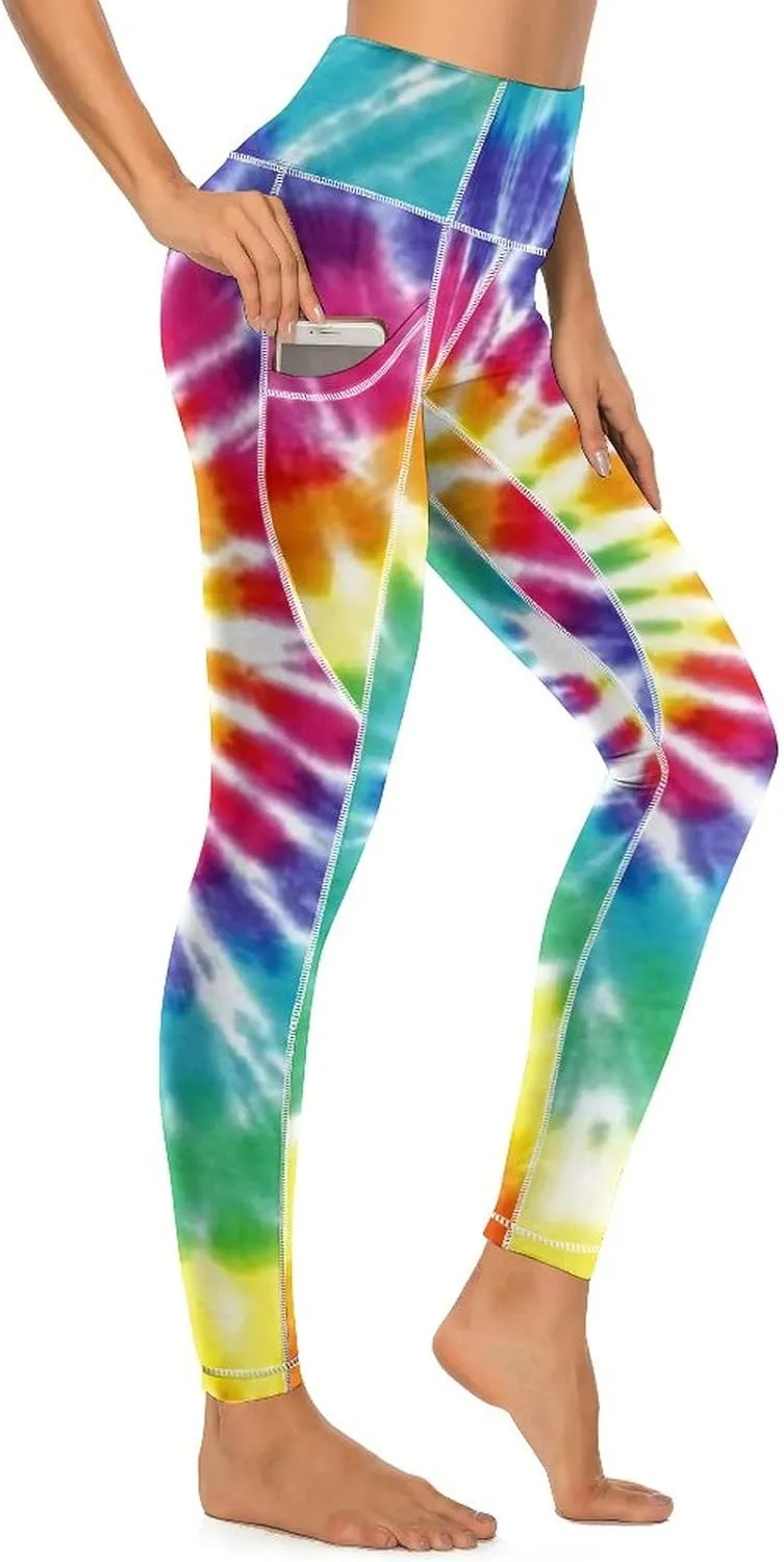 High Waist Yoga Pants for Women with Pockets, Tummy Control Running Sports Workout Yoga Leggings