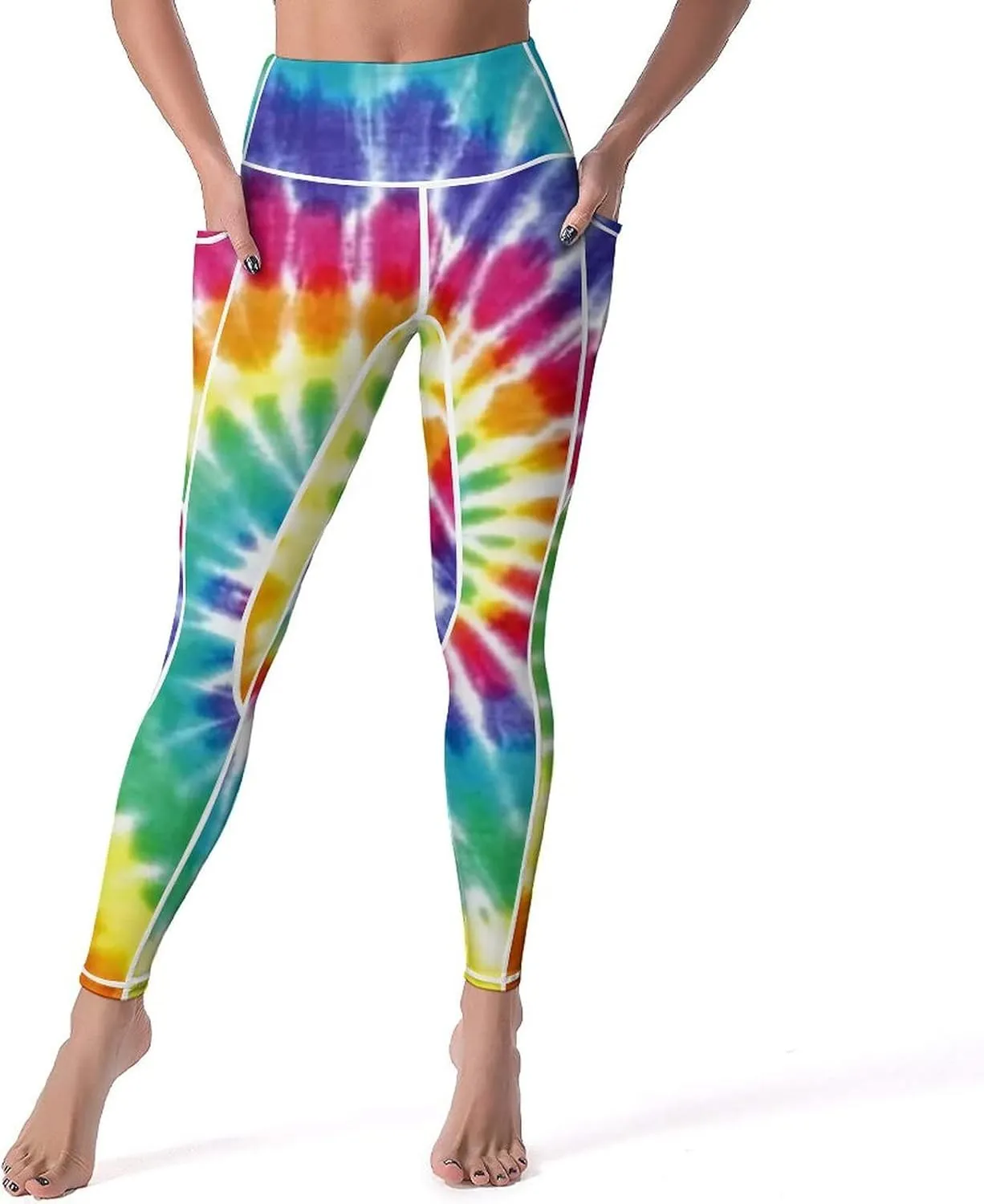 High Waist Yoga Pants for Women with Pockets, Tummy Control Running Sports Workout Yoga Leggings