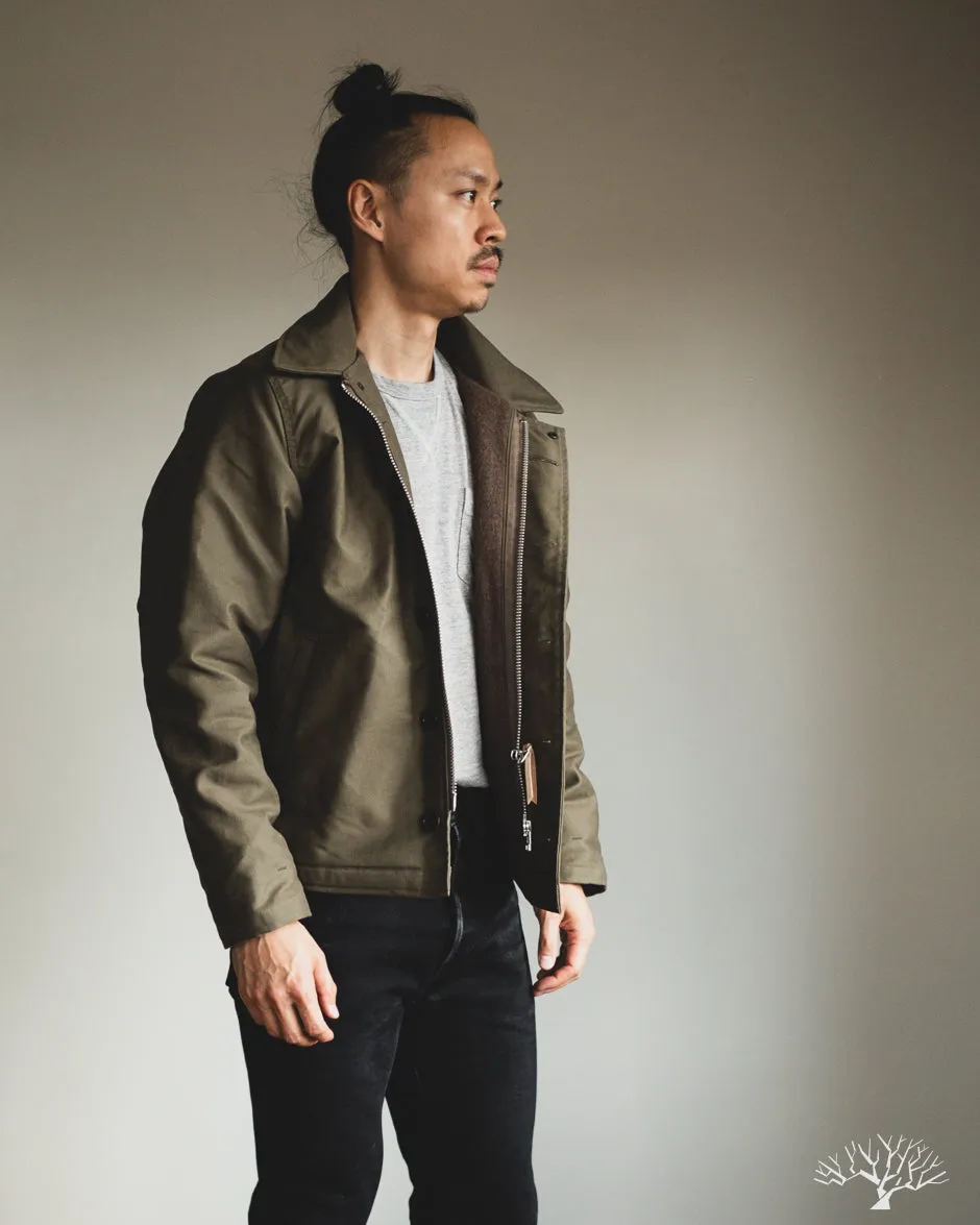 IHM-45-GRN - Oiled Whipcord A2 Deck Jacket - Army Green
