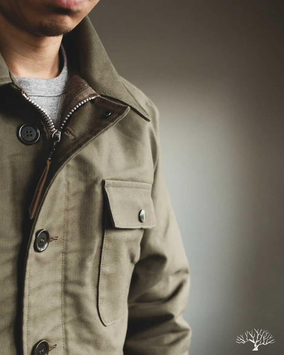 IHM-45-GRN - Oiled Whipcord A2 Deck Jacket - Army Green