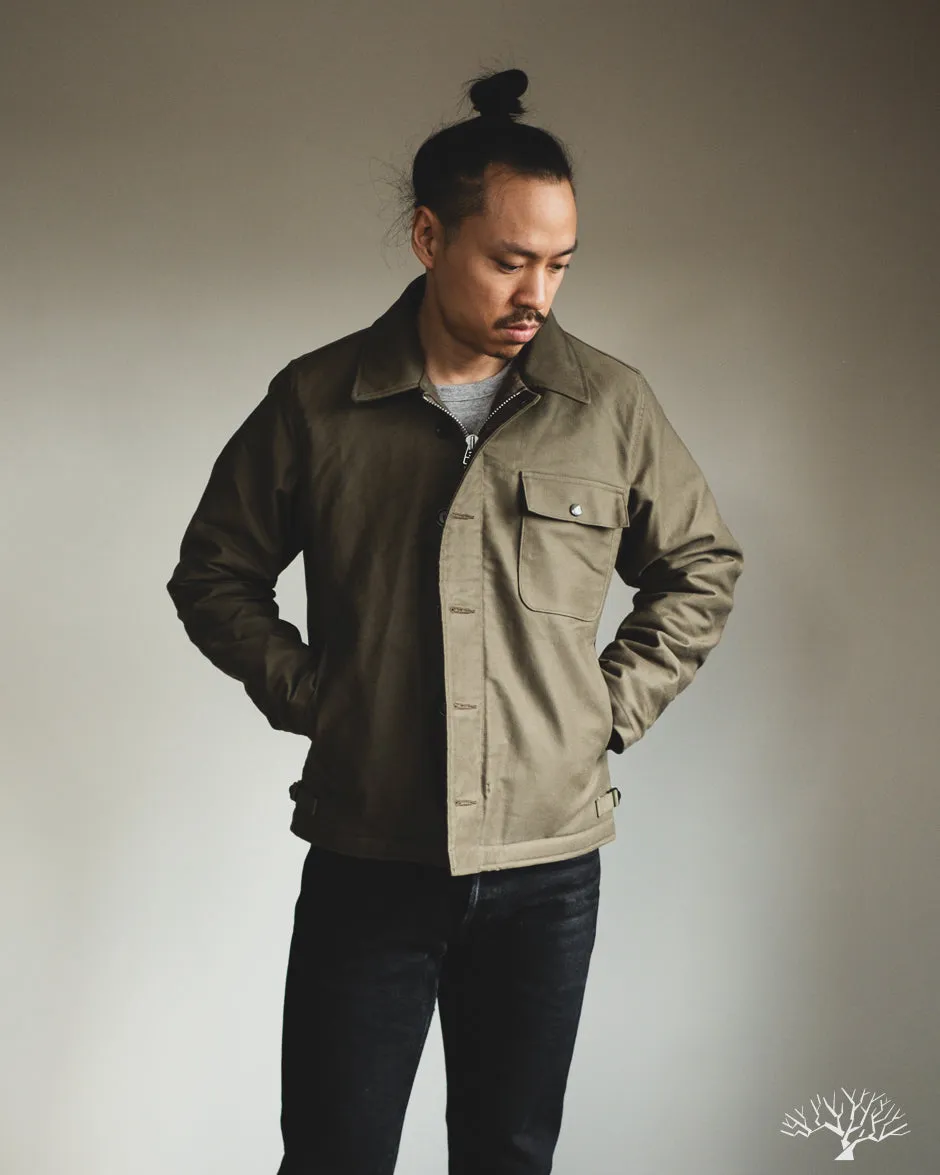 IHM-45-GRN - Oiled Whipcord A2 Deck Jacket - Army Green