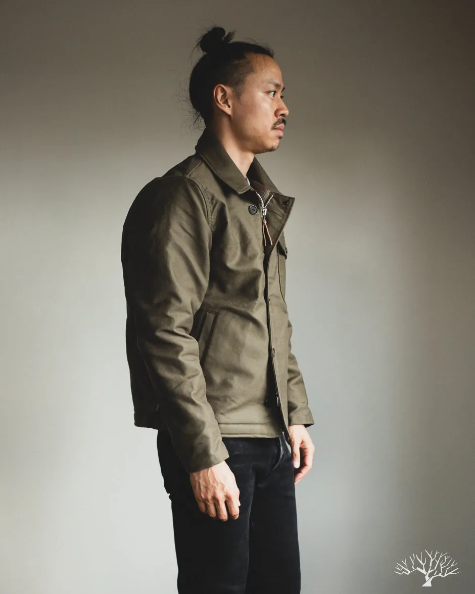 IHM-45-GRN - Oiled Whipcord A2 Deck Jacket - Army Green