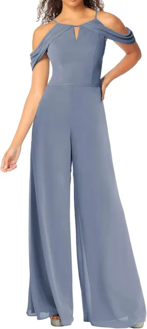ISABUFEI Jumpsuit Bridesmaid Pantsuit Chiffon Wedding Guest Dresses for Women Evening Gowns Bridesmaid Dress Long Pants Suits
