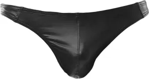 JEsilunmaMY Men's U Convex Pouch Thongs Low Rise Faux Leather Underwear Briefs Sexy Stretch Panties T-Back Lingerie Swimwear