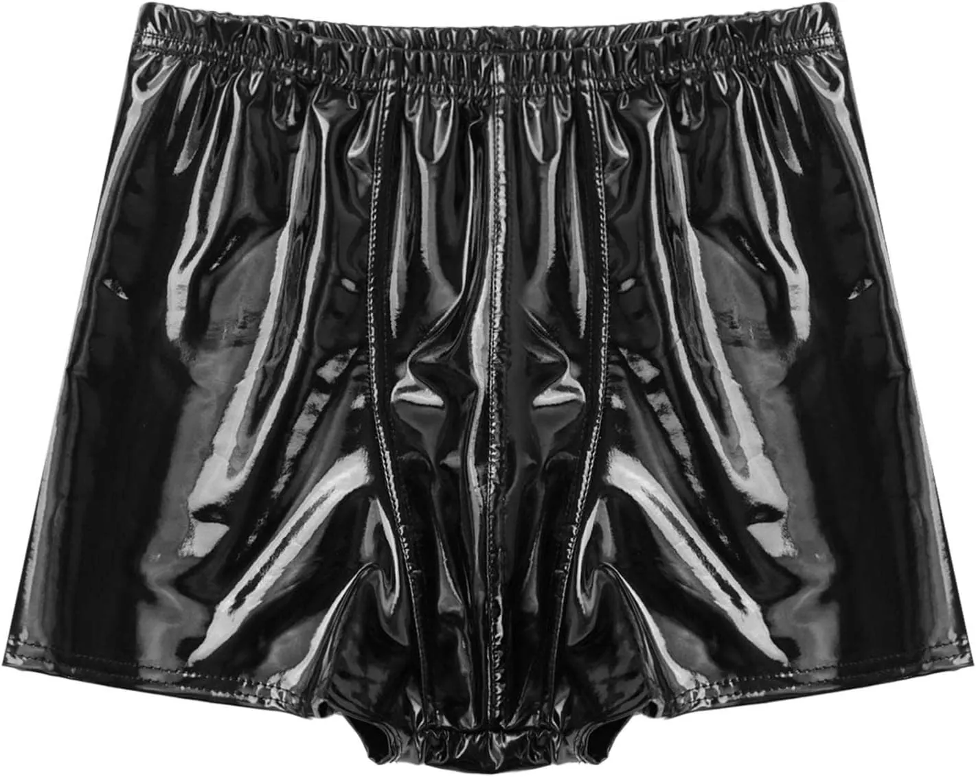 Linjinx Men's PVC Sexy Leather Lingerie Short Pants Latex Shaping Sheath Boxer Briefs Underpants