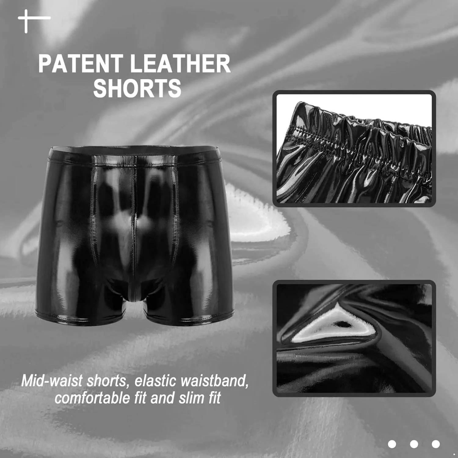 Linjinx Men's PVC Sexy Leather Lingerie Short Pants Latex Shaping Sheath Boxer Briefs Underpants