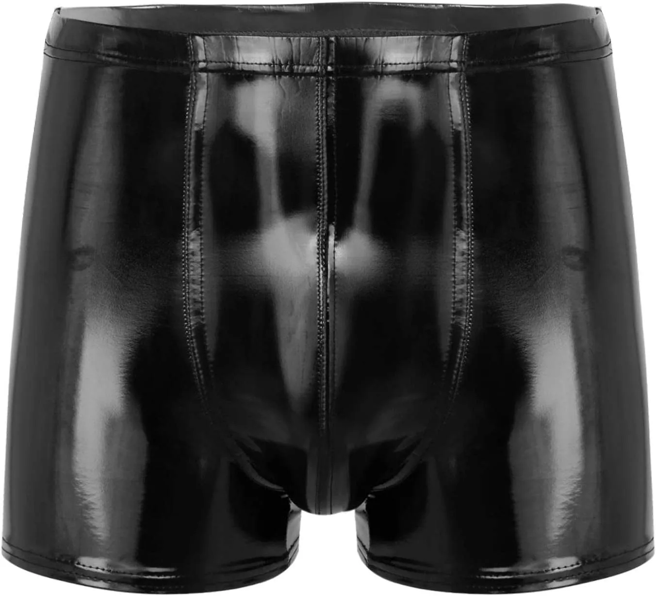 Linjinx Men's PVC Sexy Leather Lingerie Short Pants Latex Shaping Sheath Boxer Briefs Underpants